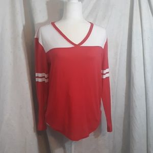 Victoria Secret Pink red and white baseball shirt